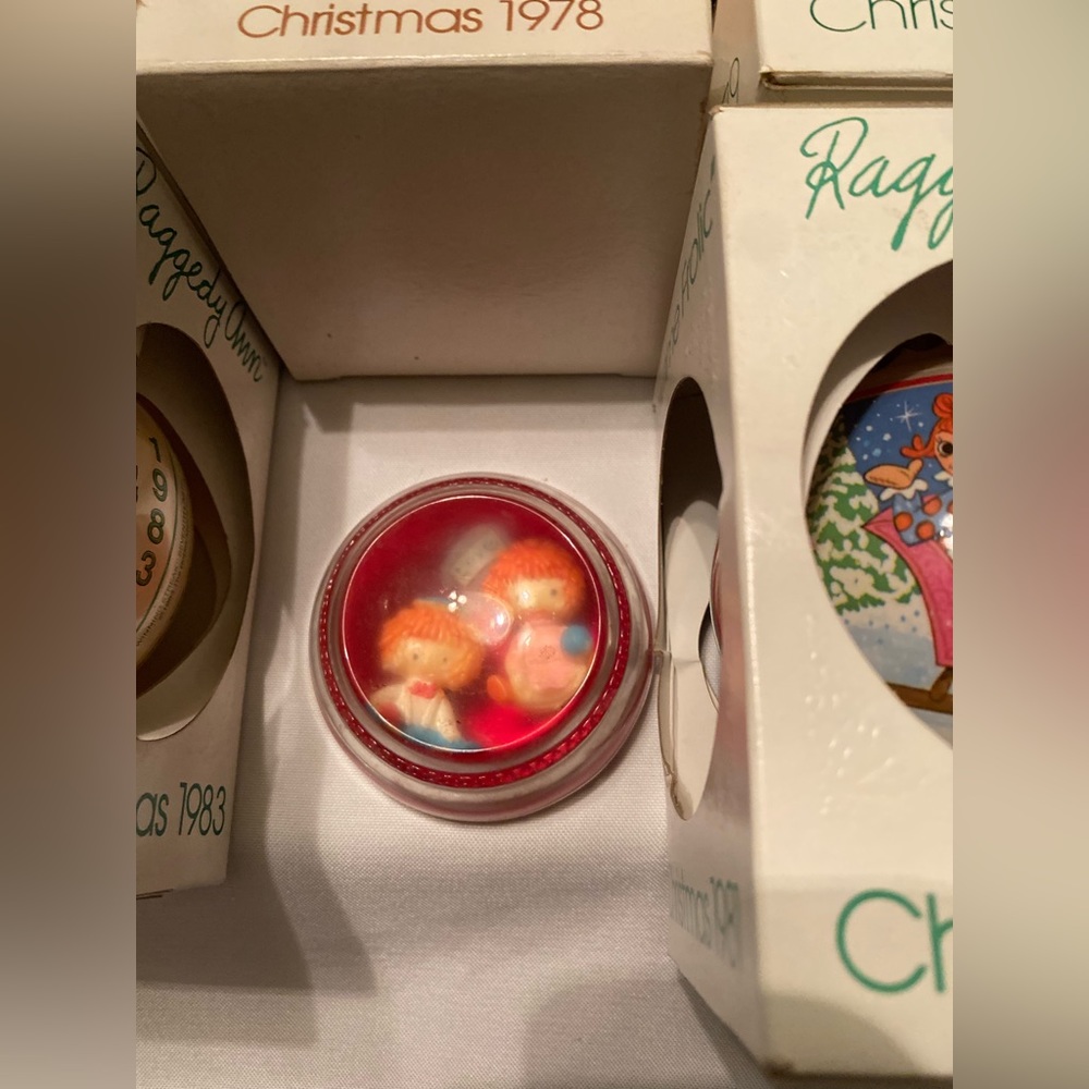 Schmid Raggedy Ann and Andy Ornament Ball Lot 5 Vintage - Picture 11 of 15